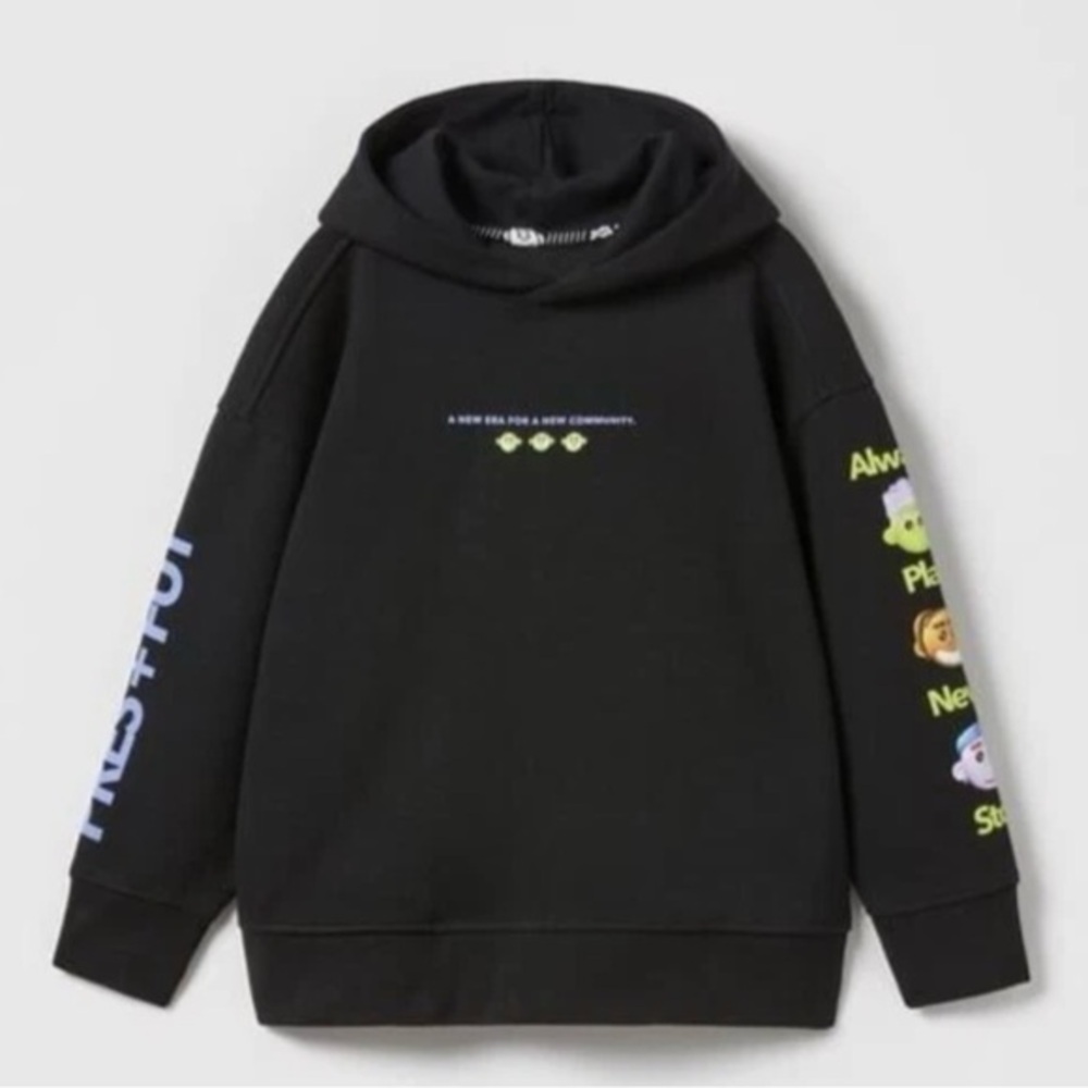 Zara Black Emoji Graphic Kids Hoodie